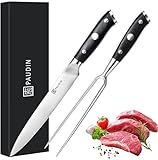PAUDIN Küchenmesserset 2tlg, Messerset mit Fleischmesser 20 cm, Fleischgabel 18 cm, Ultra...