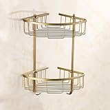 Antike Doppel -Badezimmer -Eckregal 2 Stufe Messing Storage Korb Wandmontage Dusche Caddy...