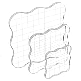 3 Stück Stempel Weihnachten Set, 5/7,5/10cm Clear Stamp Block mit Raster Acrylblock für...