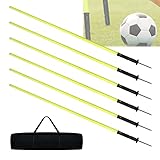 NAIZY Slalomstangen Fussball Trainingszubehör 1,8m 6pcs-Set Hürdenstangen mit Erdspieß...