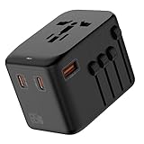 Reiseadapter Weltweit, massway Universal Reisestecker 65W GaN Schnellladung Ladegerät mit...