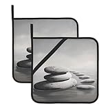 Topflappen-Set mit grauen Zen-Steinen, bedruckt, 2-teilig, hitzebeständig, niedliche...