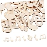 STOBOK 50 Stück Musiknote Holzspäne bastelmaterial holzdekor Holznoten für...
