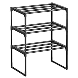 SONGMICS Schuhregal 3 Ebenen, Schuhständer Metall, Schuhaufbewahrung,...