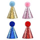 4 Stück Hund Geburtstag Hut Party Set,Hundehut mit Bommeln und...