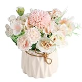 Yibaijia Kunstblumen im Topf, Künstliche Blumen Deko, Plastik Rosen...