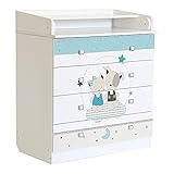 Polini Kids Wickelkommode Wickeltisch 80,4 x 48,0 x 91,7 cm mit aufklappbarer...