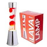 Fisura - Lavalampe rot. Silberner Sockel verchromte, transparente Flüssigkeit...