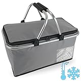 Cepewa Einkaufskorb faltbar mit Thermofunktion 30 L Kühltasche Thermokorb...