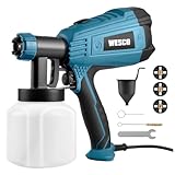 WESCO 500W Elektro Lackierpistole, HVLP farbsprühgerät mit 3 Düsen...