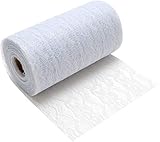 100%Mosel Tischläufer Spitze, in Reinweiß (15 cm x 20 m), zartes Tischband aus...