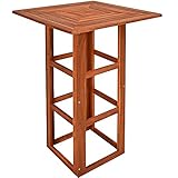 Deuba Stehtisch Akazienholz Massiv 75 x 75 x 110cm Eckig Bistrotisch Gartentisch Bartisch...