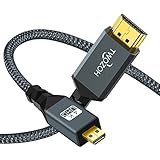 Twozoh Micro HDMI auf HDMI Kabel 2M, High-Speed HDMI auf Micro HDMI geflochtene Schnur...