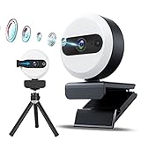 cambase Full HD 2k Webcam mit licht,USB Webcam mit Mikrofon, Plug und Play,...
