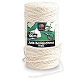 OfficeTree 100m Jutegarn 2mm Weiß - Bastelschnur Weiß - Kordel Weiß - Juteband Weiß...