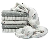 Clevere Kids Mulltücher | 6er-Pack | Kleiner Fuchs hellgrau und Sterne |...