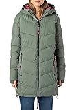 Sublevel Damen Winterjacke Stepp-Mantel mit Kapuze lang & tailliert,...