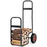 COSTWAY Kaminholzwagen, Holzwagen mit Rollen bis 100 kg, Kaminholzkorb für...