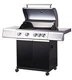 Tarrington House BBQ Gas-Grill PAXTON, 4-Brenner-Gasgrill mit Seitenbrenner, schwarz,...