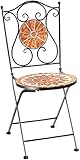 Kobolo Gartenstuhl Klappstuhl Mosaikstuhl Metallstuhl - 88 cm hoch - orange - klappbar -...