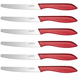 LAZAHOME 6 Stück Rot Frühstücksmesser Set aus Edelstahl,Brötchenmesser Set mit...
