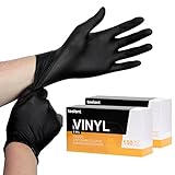 OKIAAS Einweghandschuhe Schwarz XL Vinyl Einweghandschuhe Latexfrei 5 mil 200 Stück für...