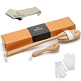 Belula Premium Dry Brushing Set - Rückenbürste mit natürlichen Borsten, Gesichtsbürste...