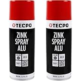 TECPO 2X Zinkspray Metall Alu Hell, 400ml Zink Alu Spray Rostschutzfarbe Korrosionsschutz...