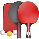 iheyfill Tischtennis-Set,Tischtennisschläger + 3 Tischtennis-Bälle +...