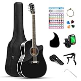 Moukey Akustik Gitarre 4/4 Größe für Anfänger Erwachsene Akustikgitarre Dreadnought...