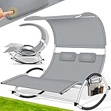 KESSER® Doppel-Sonnenliege Doppelliege | mit Sonnendach, Kopfkissen Tasche |...