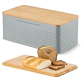 Chuboir Brotkasten, Brotkasten aus Metall mit Bambusdeckel, nutzbar als Schneidebrett,...