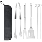 Grillbesteck Set Werkzeug-Set, 7-teilig BBQ Grill Werkzeuge Zubehör,...