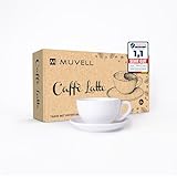 MUVELL 6x Milchkaffee á 290 ml | Weiß | Italian Style | extra dickwandige 8 mm...