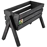 KOTARBAU® Blumenkasten auf Beinen 40,5 x 18 x 28,5 cm Schwarz Kräuter Hochbeet Balkon...