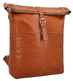 Gusti Rucksack Leder - Valja Damen und Herren Rolltop Laptop Rucksack Braun mit...