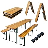 CHEFGASTRO Bierzeltgarnitur mittig klappbar 220 cm breit 3-teilig 1x Tisch 2X Bierbank,...
