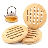 VFANDV 4 Stück Topfuntersetzer Set, Bambus Rutschfestes Waschbar Untersetzer,...