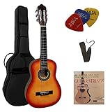 1/4 GITARRE - KONZERTGITARRE IM SET - KINDERGITARRE - CLASSIC - SUNBURST - DECKE...