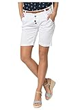 Sublevel Damen Chino Bermuda-Shorts mit Flecht-Gürtel White L