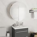 prissent 47 x 47 x 17,5 cm Badezimmerschrank mit rundem Spiegel und LED-Spiegel mit Licht,...