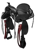A&M Reitsport Baumloser Westernsattel Kansas aus Büffelleder Schwarz,...