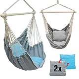 AMANKA Mit 2 Kissen zum Wenden - Balkon Hängesessel Grau Blau - Outdoor...