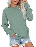 WNEEDU Sweatshirt Damen Rundhalsausschnitt Langarmshirts Herbstoutfits Lässig...