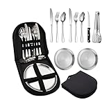 YoBest Camping Besteck Set,Portable Besteck Set Picknick-Set Edelstahl Outdoor Geschirr...