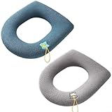 2 Stück weiche WC-Sitzbezüge mit Haken, bequeme und waschbare Badezimmer-Pads