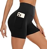 AMIYOYO Kurze Sporthose Damen mit Handytasche High Waist Radlerhose Blickdicht...