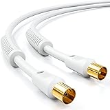 deleyCON 5m TV Antennenkabel Koaxial Kabel HDTV 4-fach Schirmung 2x Ferritkern...