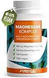 Magnesium Komplex 180 Kapseln, 400 mg elementares pro Tag, 5 hochwertige...
