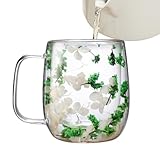 Kaffeebecher, doppelwandig, getrocknete Blume für Kaffee, doppelwandige Isolierung,...